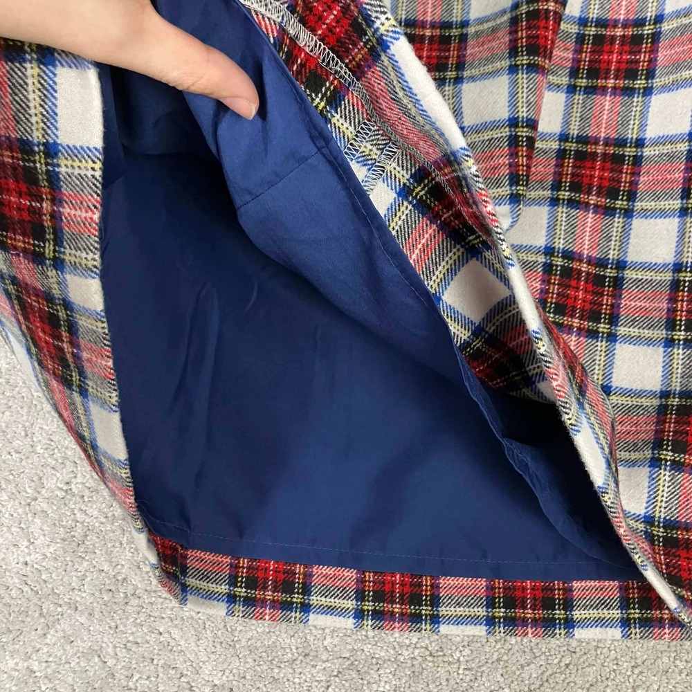 J. Crew Red White Blue Plaid Wool Blend Mini Skirt Size 12 - Picture 2 of 10